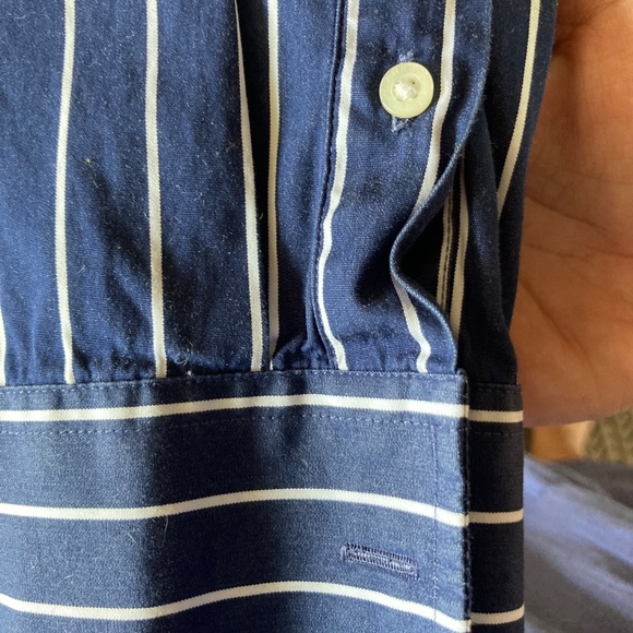 EUC Ralph Lauren Cotton Ruffle & Stripled Button Down Shirt, Size XL - Picture 6 of 10